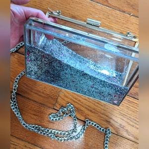 NEW! Women/Girls Evening Party Acrylic Transparent Glitter Sequins Clutch